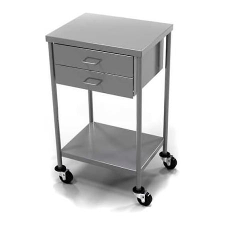 Aero AERO Stainless Steel Anesthesia Utility Table with 2 Drawers & Flat Top Shelf CSD-2-1620
